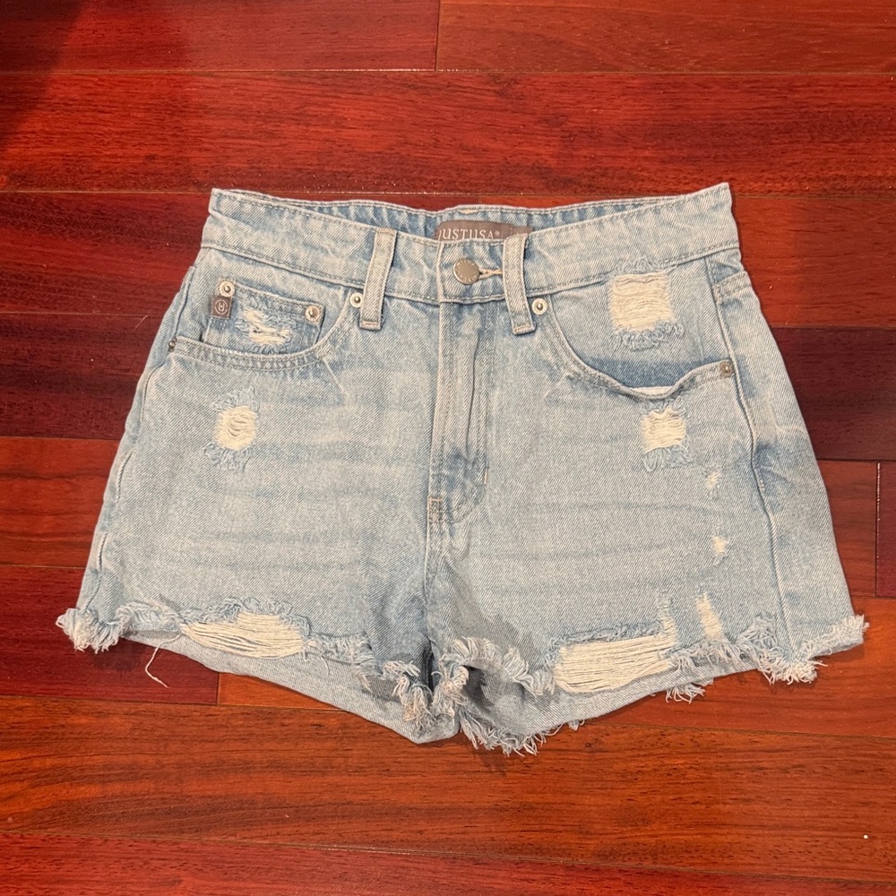 Light Blue Ripped Jean Shorts